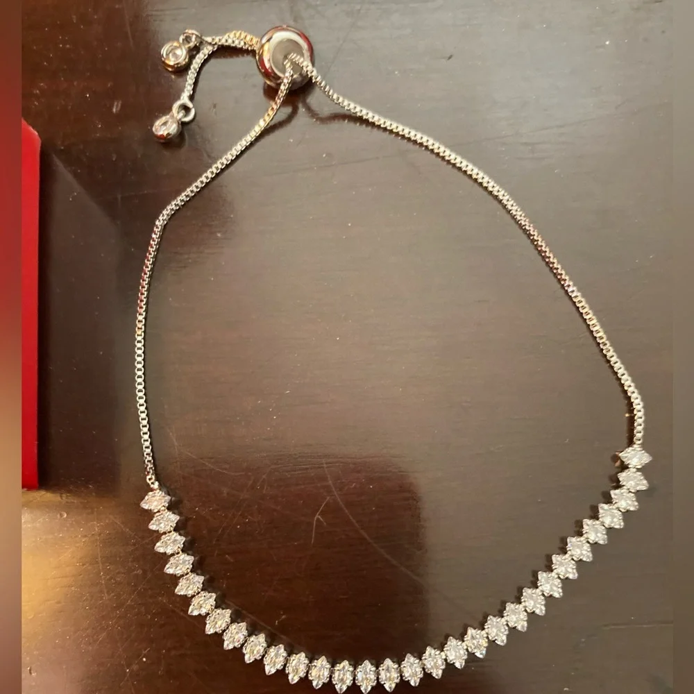 925 Silver Dangle Crown Earrings with Purple Jewels&Silver Toned CZ Bracelet - Picture 6 of 11